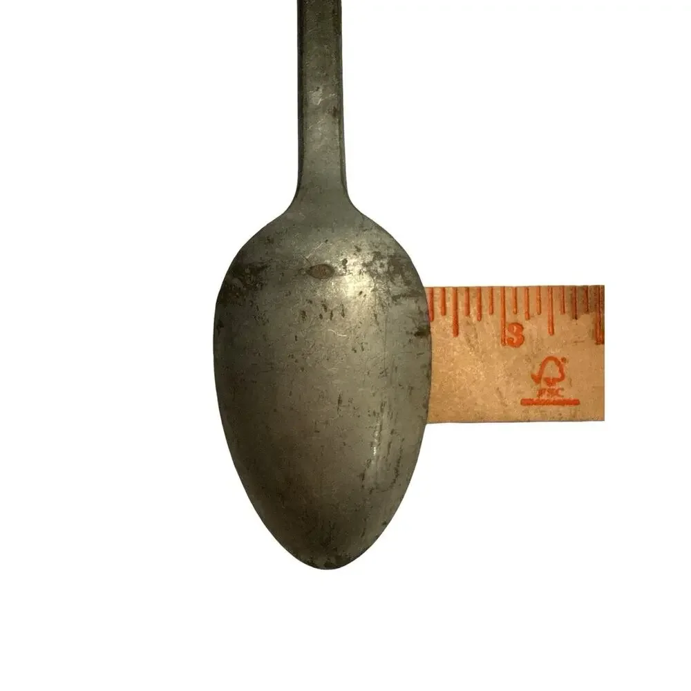 Vintage 1940’s Military Tinned Long Handled Spoon 11.5” Field Mess Galley